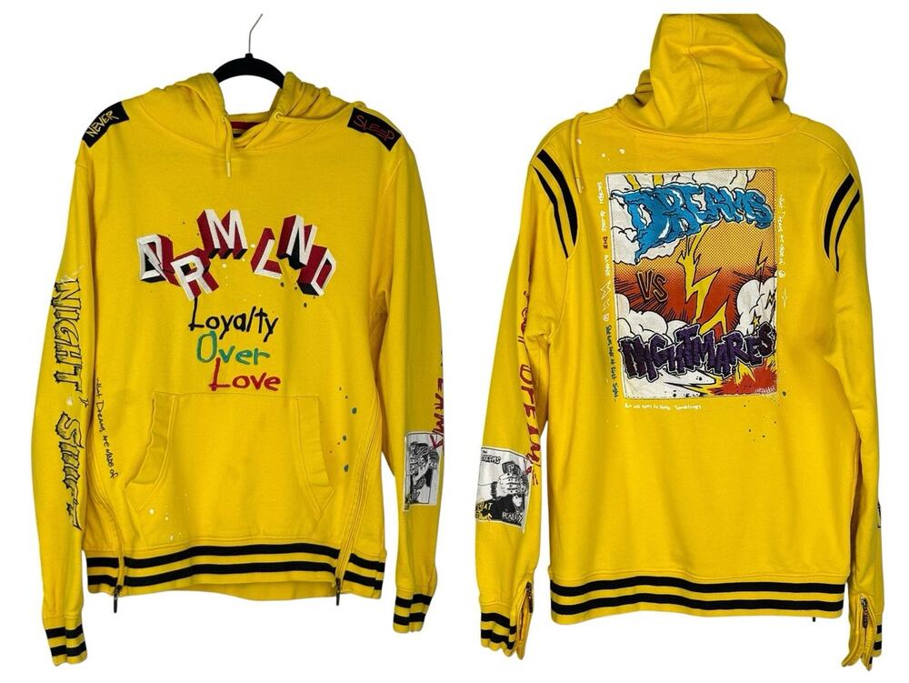 DREAMLAND Men’s Graphic Hoodie Nightmare Patched Embroidered Size L